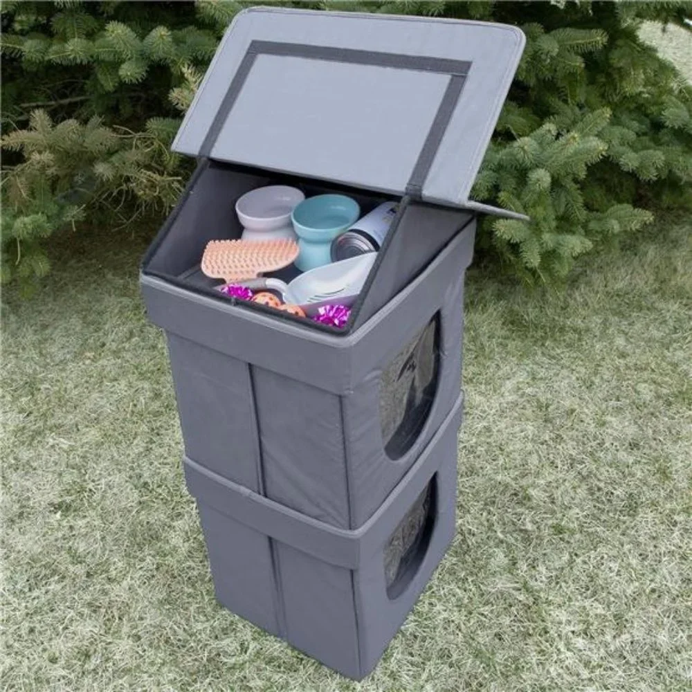 Kitty City Outdoor Stackable Cat House, Cat Cube, Water Resistant Condo